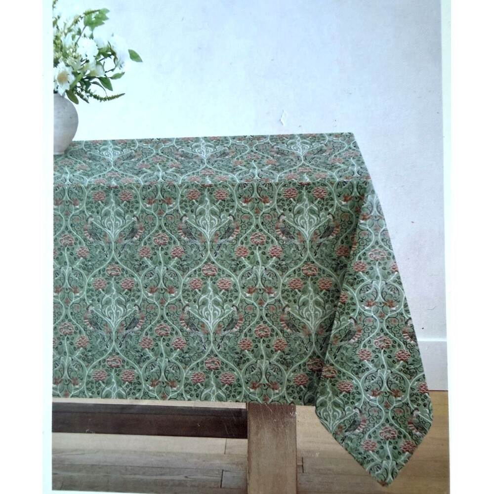 Morris & Co Seasons by May Tablecloth English Garden Green Floral 60x102 Inches